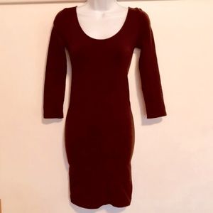 EUC Nikibiki 3/4 Sleeve Chocolate Brown Scoop Neck O/S Dress